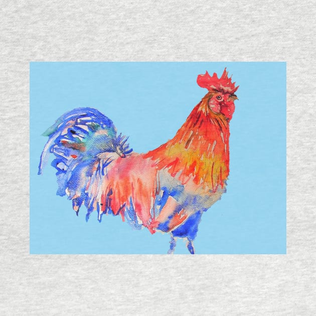 Rooster Chicken Watercolor Painting by SarahRajkotwala